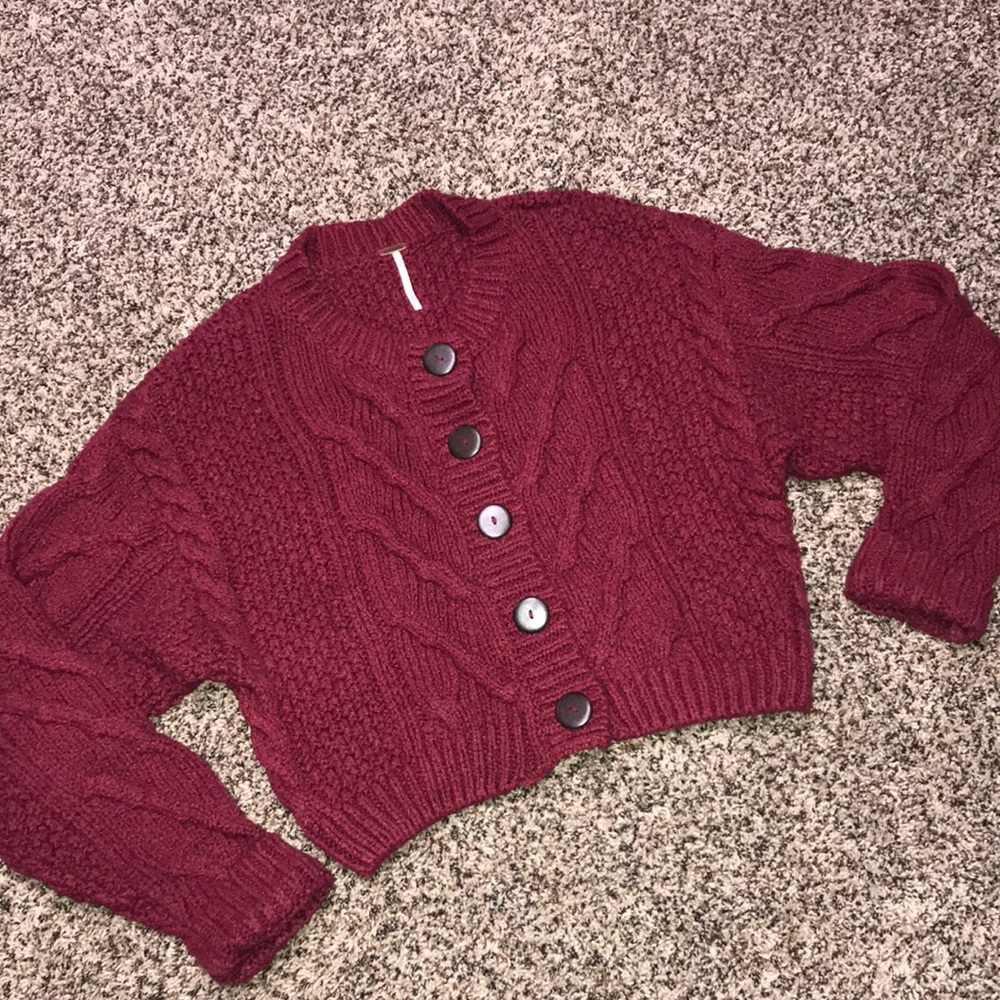 Free People Bonfire Cardi in Winter Berry